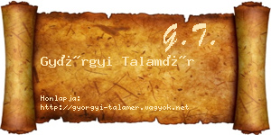 Györgyi Talamér névjegykártya